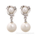 2014 wholesale latest design pearl drop earrings, made of imitation pearl